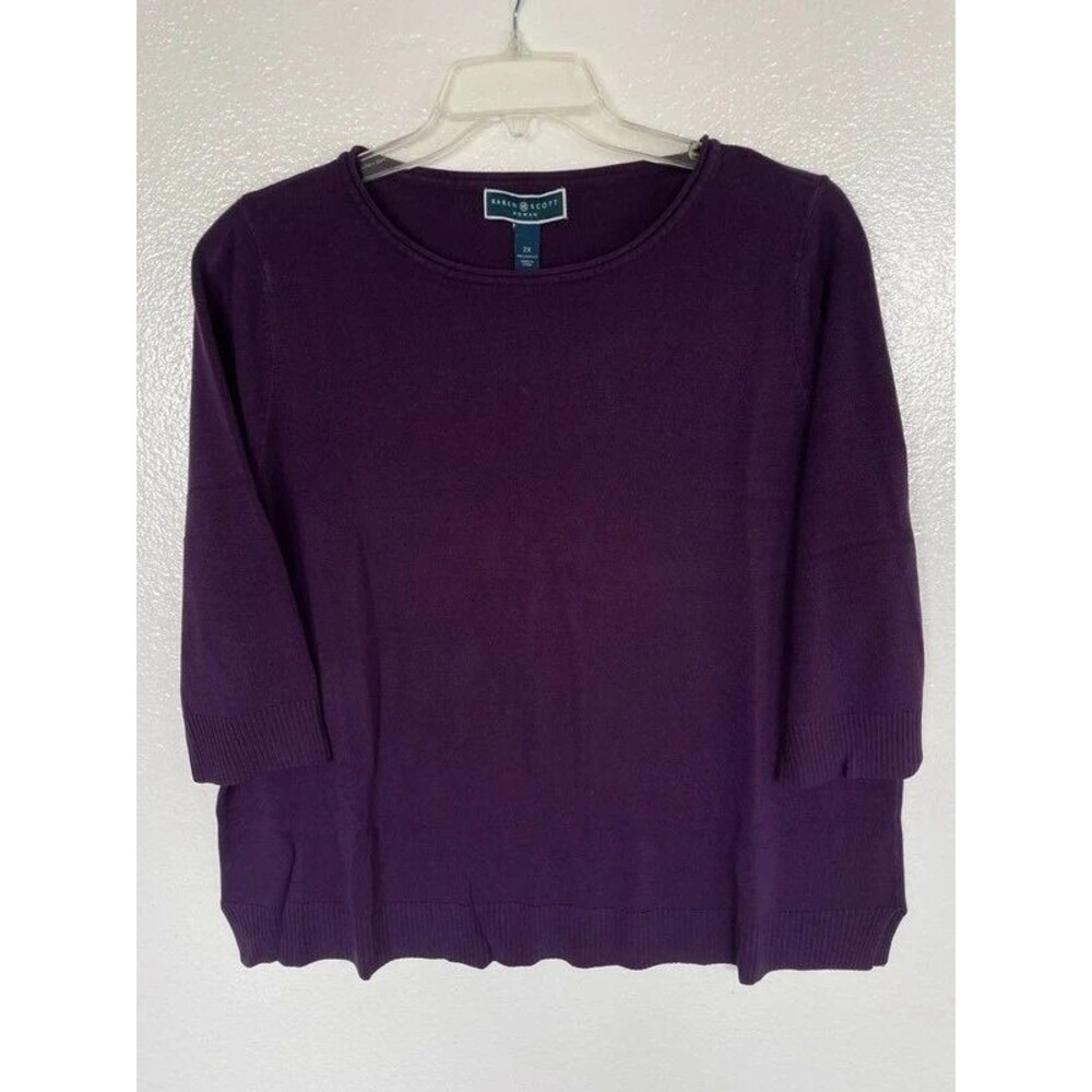 Women’s 3/4 Sleeve Boatneck Tunic Sweater Size 2X Purple